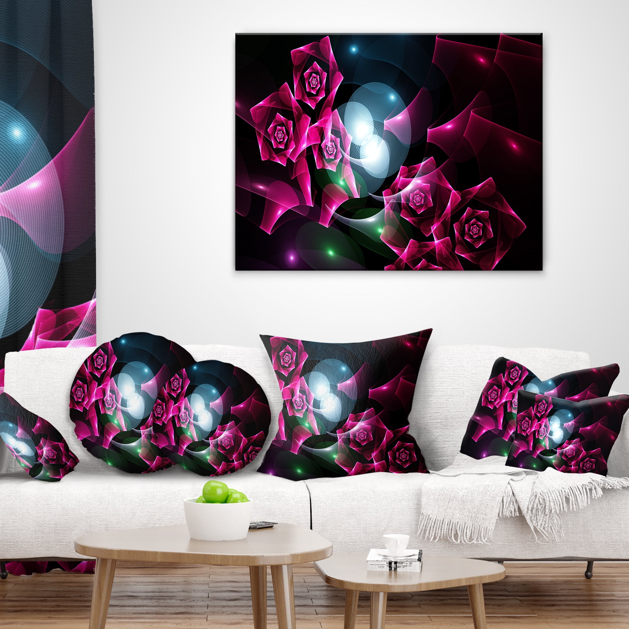 Designart Pink Bouquet of Beautiful Roses - Abstract Throw Pillow - 12x20