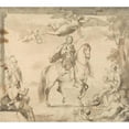 thumbnail image 2 of John Vanderbank 13x12 Gold Ornate Wood Frame and Double Matted Museum Art Print Titled - Preparatory Study for the Decoration ‘Equestrian Portrait of George I’, 2 of 4
