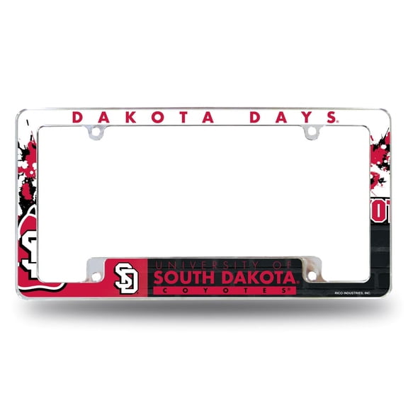 University of South Dakota Coyotes (Dakota Days) Chrome Metal License Plate Frame with Bold Full Frame Design