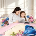 thumbnail image 4 of Erosebridal Retro Hummingbird King Size Comforter Sets,Cartoon Flower Comforters King Size,Cream Pink,Pink Reversible,3pcs,1 Comforter and 2 Pillowcases, 4 of 7