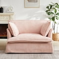 thumbnail image 3 of Leumius 47.2" Oversized Accent Chair with Dual-Port Charging,Modern Chenille Single Sofa with Throw Pillowsand Deep Wide Seat,Upholstered Armchair for Living Room&Apartment,Pink, 3 of 11