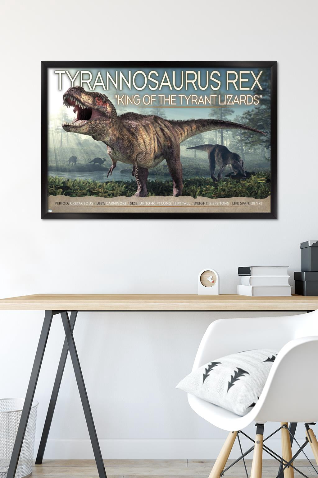Dinosaurs - T-Rex Wall Poster, 22.375" x 34", Framed