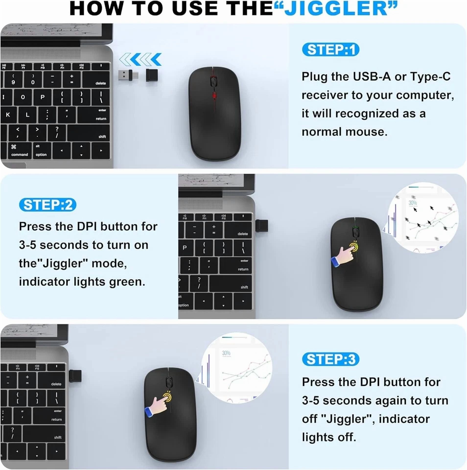 BUTTERFLY- Bluetooth Led 2.4G Wireless Mouse Luminous Slim Design For Laptop - Matte Black