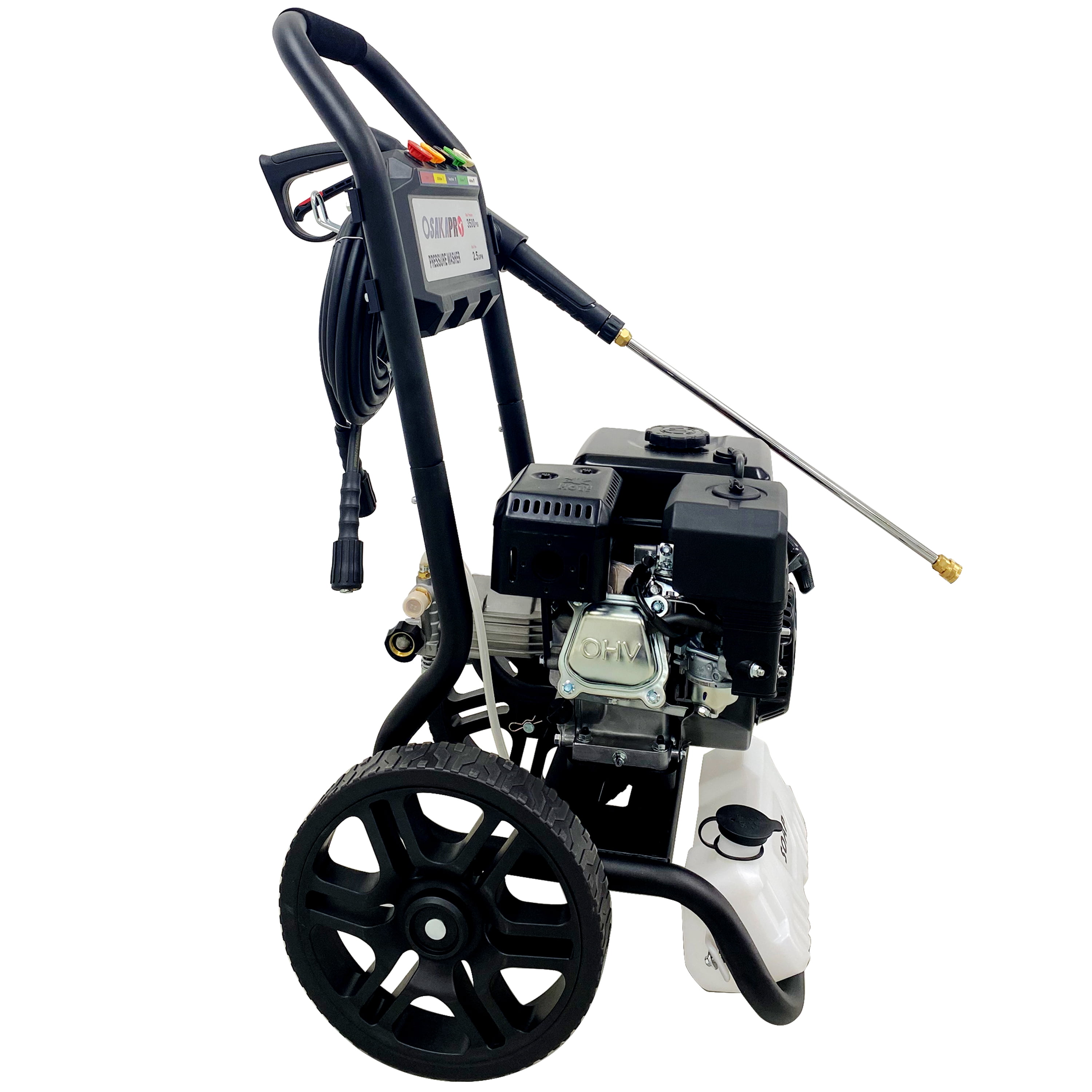 3500PSI Gas Pressure Washer, 2.5GPM Gas Powered High Pressure Washer with 212CC RATO Engine, 5PCS Adjustable Nozzles, Onboard Soap Tank, Spray Gun and Wand, Black
