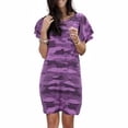 thumbnail image 2 of Vestido de mujer Camiseta larga con estampado de camuflaje Vestido suelto de manga corta, Morado, XXL Inevent AP002154-21, 2 of 6