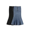 thumbnail image 2 of Vintage Slim High Waist Split Mermaid Skirt Women Plus Size Long Skirt Bag Hip Female Casual Fashion Denim Skirt Autumn New-Blue-4XL, 2 of 7