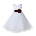 thumbnail image 2 of Ekidsbridal Girl Bridesmiad Flower Girl Dress - White Satin Tulle with Tiebow 829T-A (Size: S-12), 2 of 3