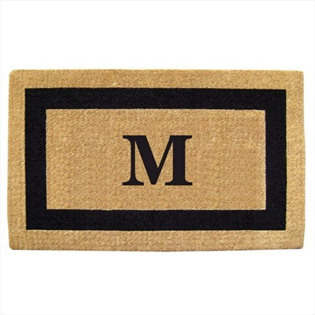 Nedia Home 02071M Monophoto - Cadre Noir 24 x 57 Po Tapis de Sol en Fibre de Coco Résistant - Monogrammé M