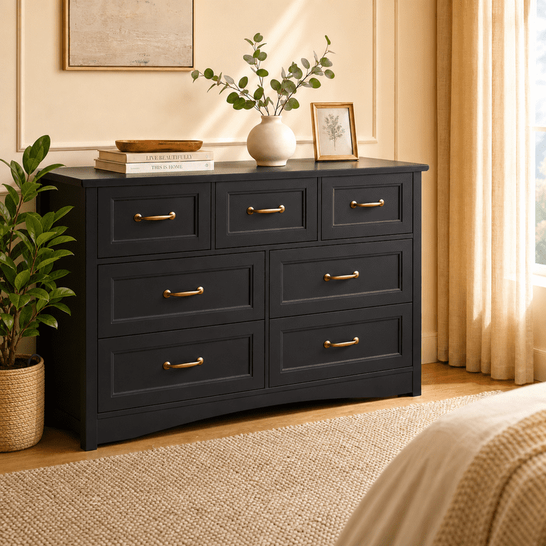 Aiho Extra-Wide 7-Drawer Wood Storage Dresser Chest, 47