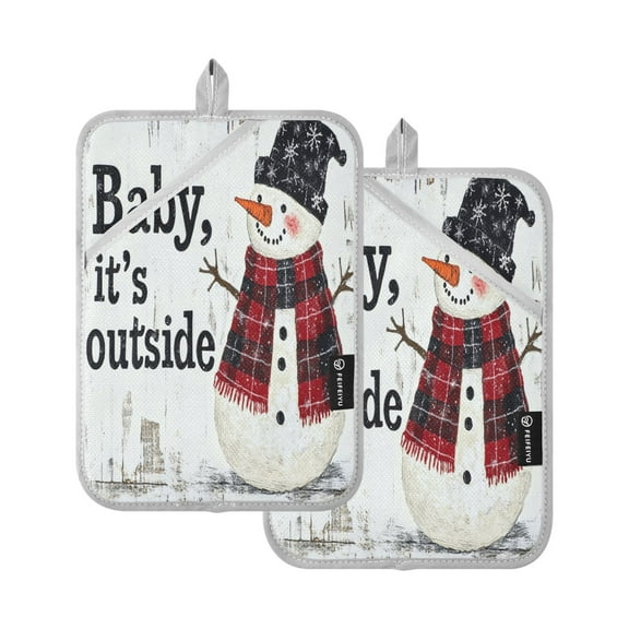 BZSMCE Pot Holder Oven Mitts Cooking baking Happying Snowman Creative Pattern Size:7x9.8in