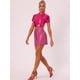 thumbnail image 3 of Disfraz de navidad Mini faldas metálicas de cintura alta con cremallera frontal Aline para mujer Rosa Caliente XL, 3 of 6