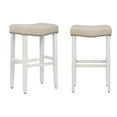 thumbnail image 3 of 29" Upholstered Saddle Seat Bar Stool (Set of 2) in Beige, 3 of 9