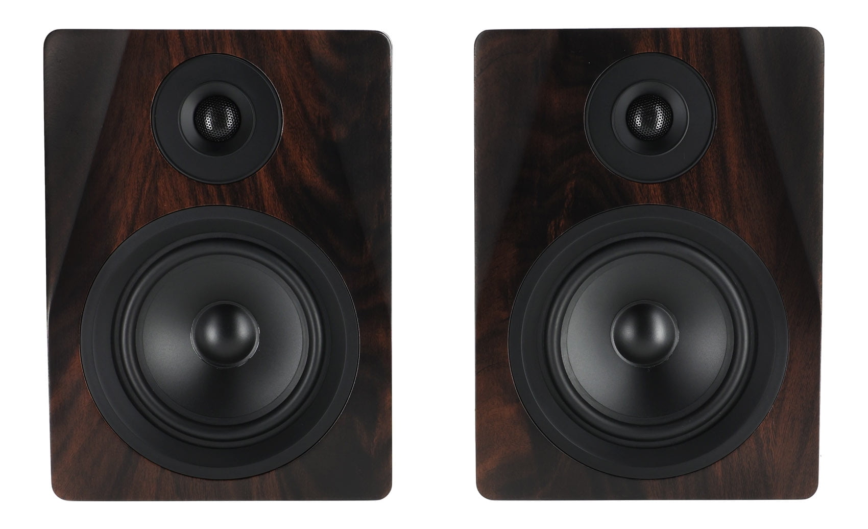 Pair Rockville APM5D 5.25" 250W Active/Powered Dark Wood Studio Monitor Speakers