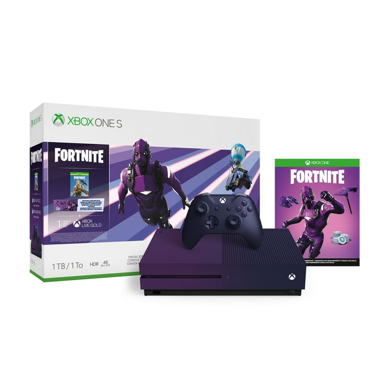 Microsoft Xbox One S 1TB Fortnite Limited Edition Bundle, Purple, 23C-00080  