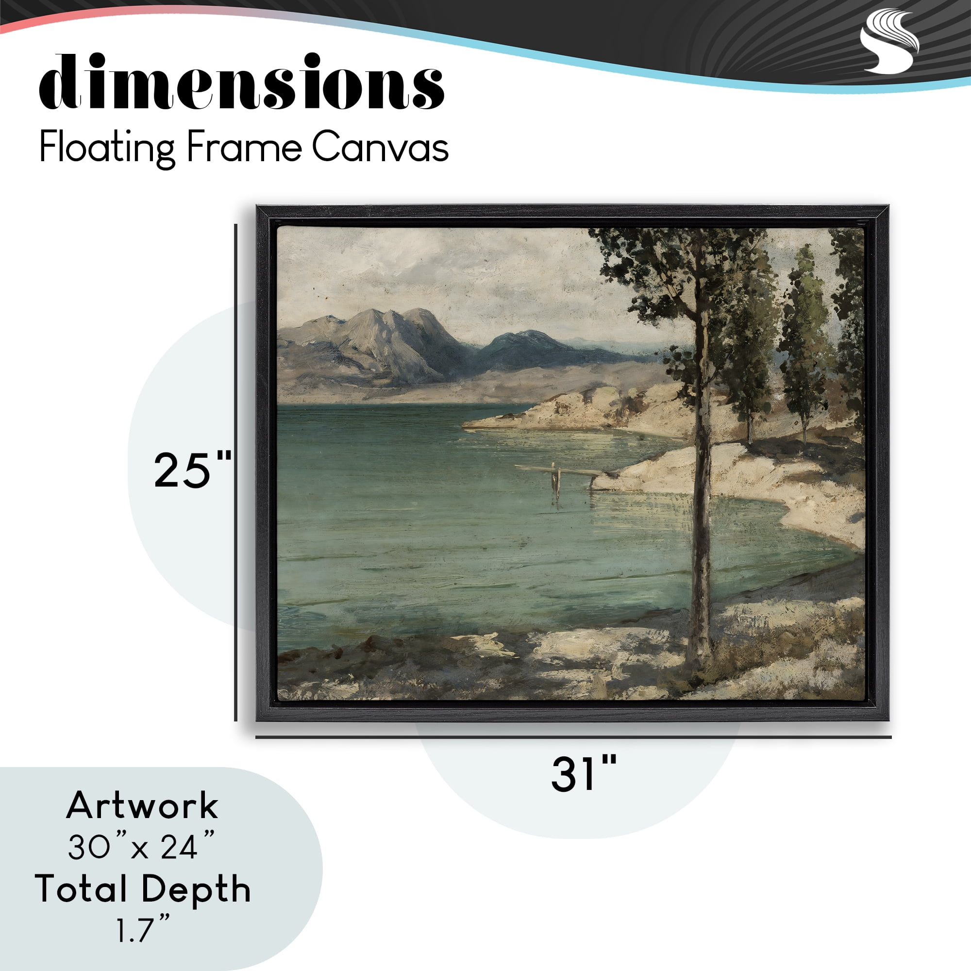 Stupell Industries Tranquil Shore with Trees Black Framed Floater Canvas Wall Art, design by Arlington Prints