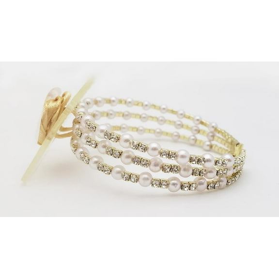 Floral Corsage Bracelet in Gold, Crystal & Pearl Windsor Collection