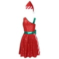 thumbnail image 6 of Aislor Womens Christmas Santa Claus Candy Cane Stripe Sequins Dance Dress with Hat Set Party Red S, 6 of 7