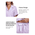 thumbnail image 3 of EA'S SECRET 100% Cotton Pajamas for Women Set Short Sleeve Sleepwear Button Down Loungewear Capri Summer Pajama Pants with Pockets(Light Purple,XL), 3 of 7
