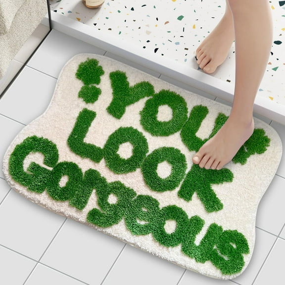 Bath Mat You Look Good Bathroom Rugs Green Absorbent Microfiber Washable Shower Rug