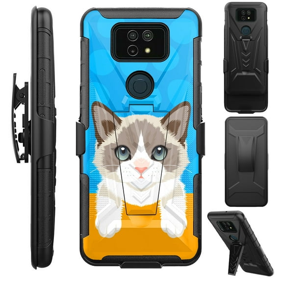 Compatible with Cricket Ovation 2 | AT&T Maestro Max Hybrid Luxguard Holster Phone Case Cover (Cute Cat Ragdoll)