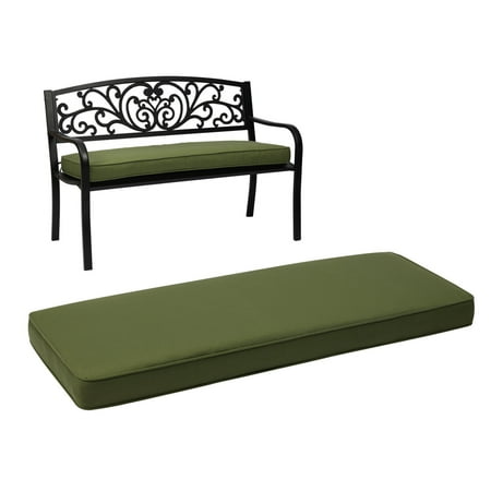 YKITRD 46x18x3 inch outdoor bench cushion with straps for 2-3 people suitable for home use in courtyards and terraces removable and washable bench cushion waterproof andGreen