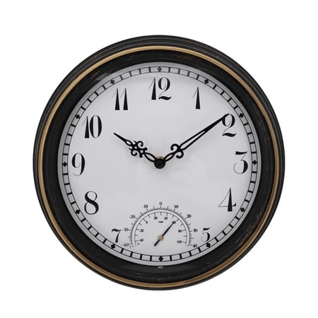 Gieenan 12inch Retro Wall Clock Thermometer Digital Display Clock Art Crafts Supplies for Festival New Year Birthday Party