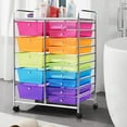 thumbnail image 4 of YSNW 15-Drawer Rolling Cart, Storage Carts with Removable Drawers & Steel Frame, Utility Cart on Lockable Wheels for Home, School, Office,Colorful, 4 of 10
