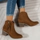 thumbnail image 3 of NECHOLOGY Botas Mujer Adulto Femenino Zapatos Botines mujer Botas de tacón grueso con cremallera y borlas de ante liso Retro a la moda para mujer (Brown, 8.5), 3 of 7