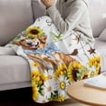 thumbnail image 3 of Sunflowers Dog Blanket Soft Cozy Warm Throw Blanket for Couch, Plush Fuzzy Flannel Fleece Blankets for Sofa, Spring Watercolor Floral Stars Wood Grain Bed Blankets Lightweight Gifts for Men, 30"x40", 3 of 9