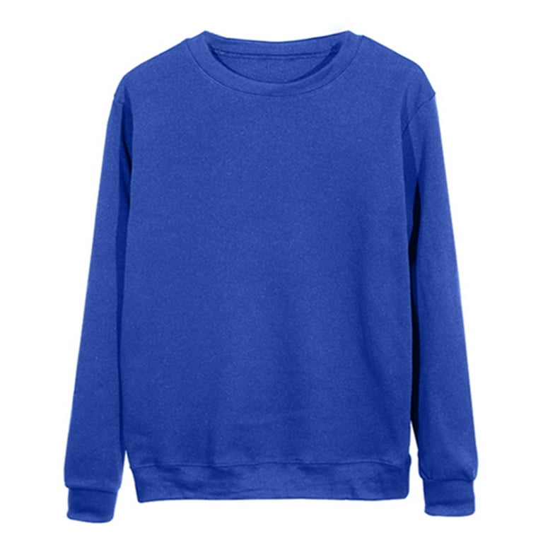 VSSSJ Sweatshirts for Women Casual Solid Color Long Sleeve Shirts Crew Neck  Fleece Comfortable Pullover Tops Fall Winter Clothes Blue M