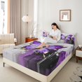 thumbnail image 4 of Manfei Dreamy Purple Butterfly Twin Sheet Sets for Female, Oil Printing Twin Fitted Sheet, Romantic Animal Flat Sheet, Ultra Soft Home Decor, 3pcs, 4 of 7