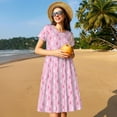 thumbnail image 4 of Honeii Robe à Manches Courtes pour Femmes Sensibilisation au Cancer du Sein, Robe Décontractée Confortable, Mélange Polyester Spandex Doux, Tenue Quotidienne Élégante pour l'Été, Parfaite pour les Voyages et les Vacances, 4 of 6