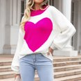 thumbnail image 6 of Lovskoo Sweaters for Women Trendy Comfortable Printing Long Sleeve Round Neck Sweater Top Hot Pink, 6 of 9