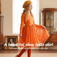 thumbnail image 3 of Actgleam Girls Halloween Tutu Dress long Sleeves Tulle for Girl Dresses,Orange,9-10Years, 3 of 11