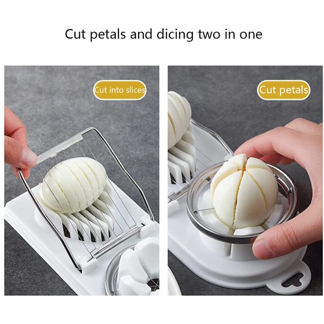 Rebanadora de huevos, rebanadora de huevos de acero inoxidable 2 en 1, rebanadora de huevos manual para cortar huevos, plátanos y fresas