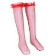 thumbnail image 3 of Calcetines de bota de malla de encaje femenino sobre la hasta el muslo Medias de mujer altas rojo, 3 of 8