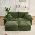 thumbnail image 4 of Aukfa 81" Oversized Modular Sectional Sofa, Corduroy Upholstered Cloud Couch with Two Ottomans, Deep Seat Comfy Sofa Set for Living Room, Green, 4 of 7