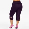 thumbnail image 3 of Abcnature Plus Size Yoga Pants for Women, Womens High Waist Yoga Capris with Pockets, Workout Sports Running Athletic Capris Leggings with Pocket Purple 4XL, 3 of 8