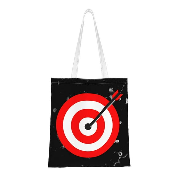 DouZhe Reusable Grocery Bags, Target Arrow Bullseye Lightweight Polyester Canvas Cloth Tote Bag for Travle Gym Shopping School, 15" x 16"