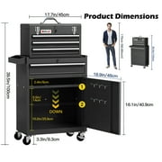 AIRAJ Black Tool Chest with Wheel | 40 Industrial 6-Drawer Rolling Tool Cabinet with Single Door | Big Tool Box with Lock