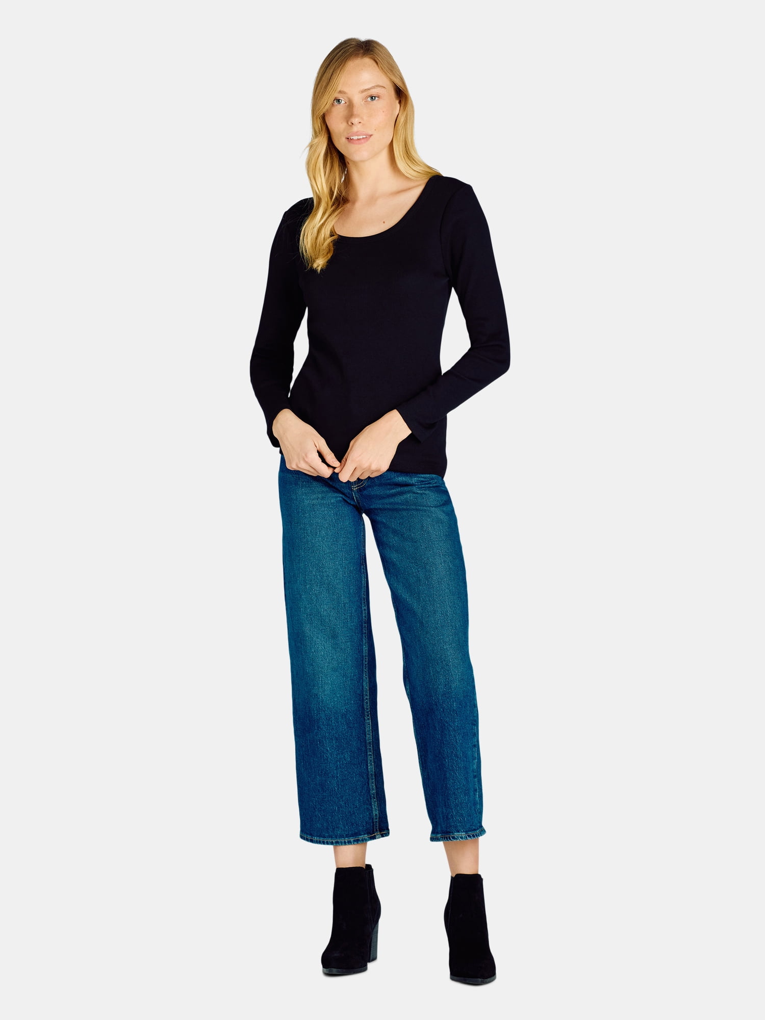 T-shirt Donna Time And Tru Taglia M Scollo A Scoop - Floreale Cotone - Foto 2