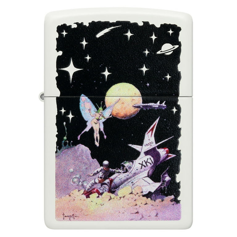 Zippo Frank Frazetta Fairy Spaceship White Matte Pocket Lighter