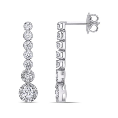 Miabella 1 Carat T.W. Diamond 14kt White Gold Graduated Circle Drop Earrings