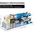 thumbnail image 6 of EastVita EliteEdge Metal Lathe 7"x14" - Long-lived High-Grade Construction, Precise Variable Speed Control, 2500RPM, Secure 3" 3-Jaw Self-Centering Chuck, 550W Benchtop Mini Lathe, 6 of 7