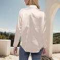thumbnail image 3 of Womens Satin Shirts Button Down Dressy Shirt for Women Silky Solid lapel Long Sleeve Cardigans Work Blouses Tops Fall Fashion Clothing, 3 of 5