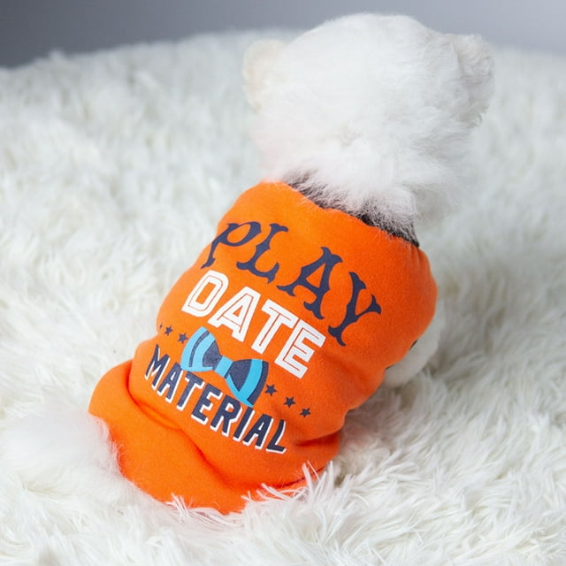 CBFFDC Letter Print Pet Clothes Adorable Letter Print Pet T shirts Threaded Neckline Two Legged Design Soft Comfortable Summer Puppy Clothes