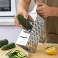 thumbnail image 3 of Reheyre 9-Inch 4-Sided Vegetable Grater with Handle - Sharp Blade, Non-slip Base - Ergonomic Design - Multi-functional Stainless Steel Parmesan Cheese Ginger Box Grater - Kitchen Gadget, 3 of 8