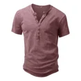 thumbnail image 1 of Playera Henley Casual Retro Manga Corta Para Hombre Algodón, 1 of 6