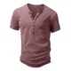 thumbnail image 1 of Playera Henley Casual Retro Manga Corta Para Hombre Algodón, 1 of 6