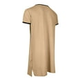 thumbnail image 5 of Wyobmus Men's Nightgown Short Sleeve Nightshirt Comfy Loose Fit Lightweight Contrast Trim V Neck Nihgtwear Shirt S-5XL Khaki, 5 of 5